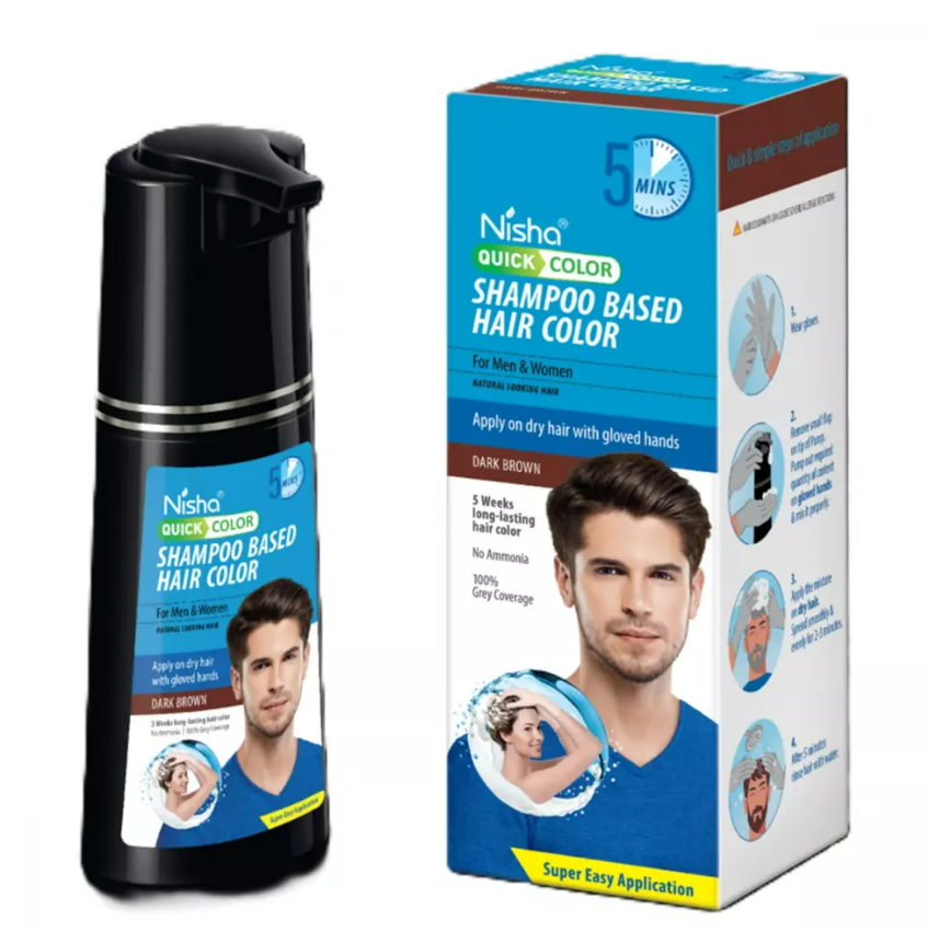 Nisha Quick Color Shampoo Based Hair Color (Bottle)